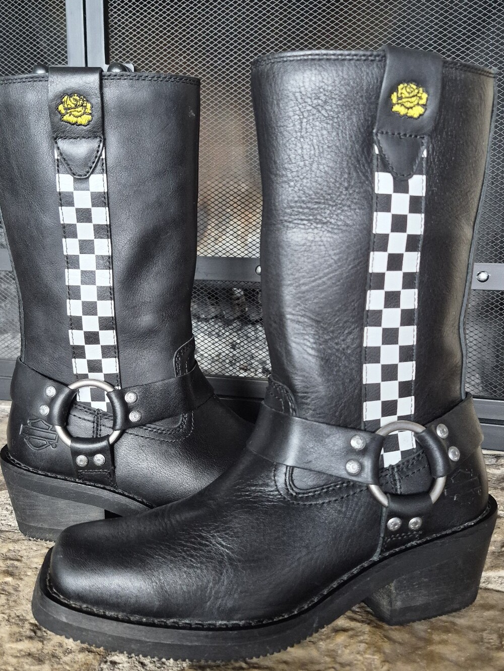 Harley-Davidson Korsen Black 10" Waterproof Fashion Harness Boots D87296 Sz 6.5